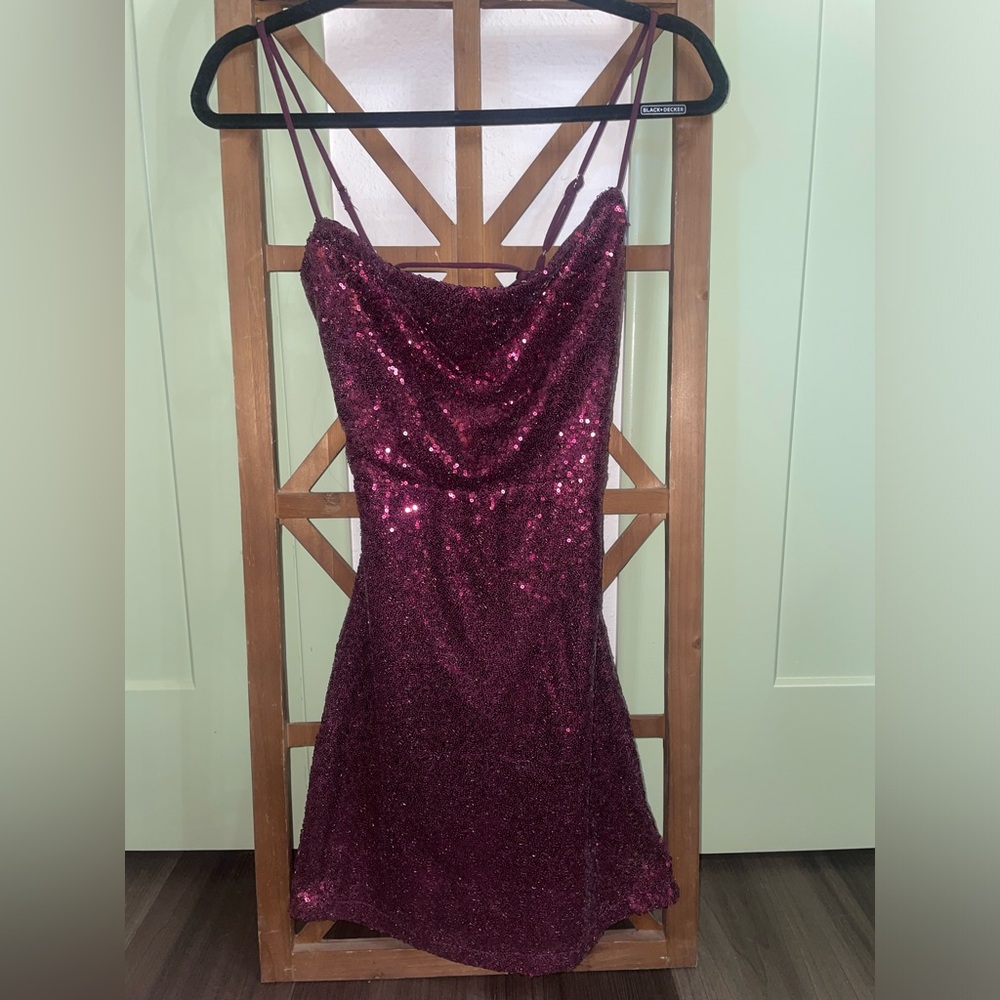 Wet Seal Sequin Mini Dress in Rich Burgundy